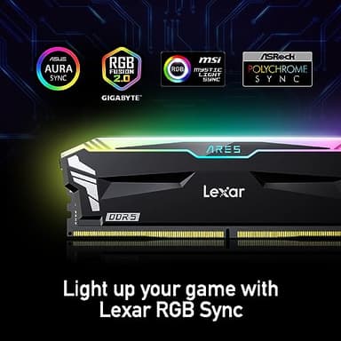 Lexar 32GB (2x16GB) ARES RGB DDR5 RAM 6800MT/s CL34 1.4V Desktop Memory - Intel XMP 3.0 & AMD Expo Compatible, Black (LD5U16G68C34LA-RGD) - Image 4