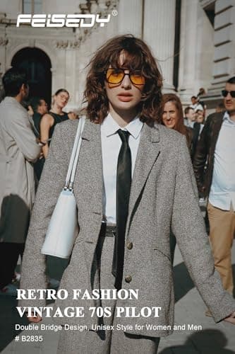 FEISEDY Retro Square Aviator Sunglasses Women Men 70s Vintage Trendy Plastic Frame Sun Glasses B2835 - Image 2