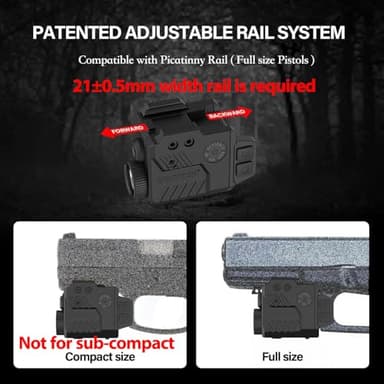 Solofish 800 Lumens Pistol Light Laser Combo, Strobe Function for Green/Red/Blue Laser and Tactical Light with Slidable Rail Fits Guns w/Rail - Image 4
