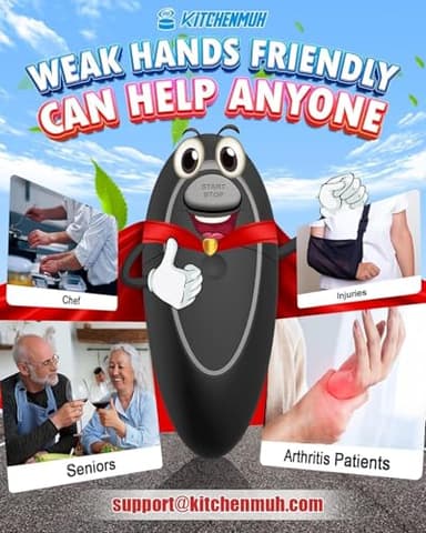 One Touch Electric Can Opener Fits Almost All Can Sizes for Seniors with Arthritis, Hand Held Battery Operated Can Opener with Smooth Edge, Food Safe Kitchen Gadgets Automatic Can Opener for Kitchen - Image 7