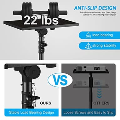 Projector Stand Tripod Adjustable, Laptop Height from 23.5 to 46.5 inches with Gooseneck Phone Holder, Floor for Office, Home, Stage, Studio, DJ Racks Holder Mount, 23.5inch-46.5inch - Image 2