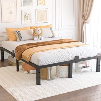 Yitong Angel Queen Bed Frame 12 inch High 3500 lbs Heavy Duty Metal Platform Mattress Foundation with Steel Slat Support/No Box Spring Needed/Noise Free/Non-Slip/Easy Assembly - Image 2