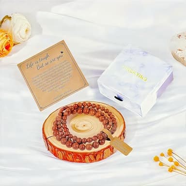 3 PCS Healing Crystal Gold Sandstone Bracelets for Women Men 8mm 6mm 4mm Natural Stone Beaded Stretch Bracelet Jewelry Gifts (T6-Gold Sandstone) - Image 6