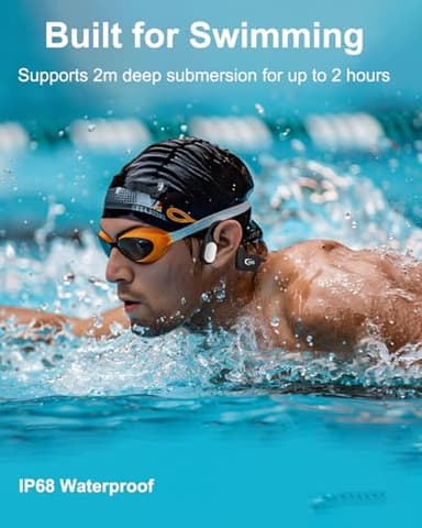 Bone Conduction Headphones Open Ear Waterproof Swimming Headphones Bluetooth 5.4 with Built-in MP3 Player 16G Memory Open Ear Sports Headset for Underwater Running Cycling and More Activities - Image 9
