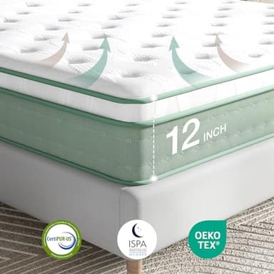 Novilla Twin Mattress, 10 Inch Hybrid Mattress in a Box, Gel Infused Memory Foam and Pocket Coils Innerspring for a Comfortable Sleep, Pillow Top Twin Size, Medium Firm - Image 6