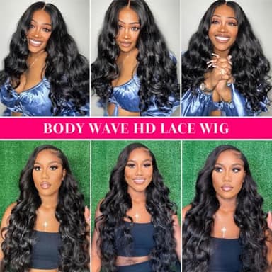 QUANDIAN 28 Inch Body Wave Lace Front Wigs Human Hair 13X6 HD Lace Frontal Wigs Human Hair 180% Density Glueless Wigs Human Hair Pre Plucked for Women Brazilian Virgin Body Wave Wig Natural Color - Image 8