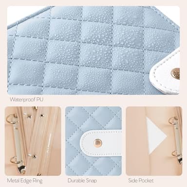 WOOMADA Travel Jewelry Organizer Case, Foldable Velvet Jewelry Storage Book with Clear Zipper Pouch for Rings, Necklaces, Earrings, Bracelets(Baby Blue) - Image 5