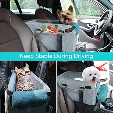 Urijk Dog Car Seat, Dog Booster Seat for Small Dogs, Center Console Dog Seat for Travel Car Ride and Market Shopping, Washing Machine (Gray) - Image 4