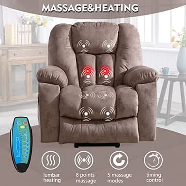 CANMOV Power Lift Recliner Chair with Massage and Heat for Elderly, Overstuffed Wide Recliners, Heavy Duty and Safety Motion Reclining Mechanism with USB Ports, 2 Concealed Cup Holders, Apricot - Image 3