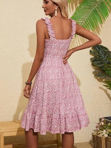 ZABERRY Sundresses for Women 2025 Cute Baby Shower Tank Floral Teen Corset Spring Milkmaid Sun Dress Fit and Flare Casual Womens Summer Dresses - Image 3