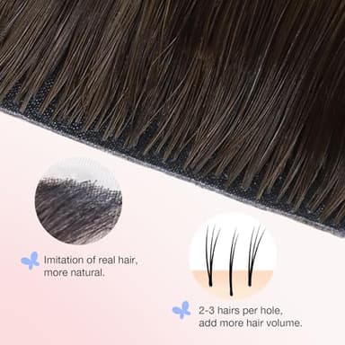 DOORES Human Hair Clip in Extensions 18 Inch 130g 7pcs, Invisi Edge Seamless Real Human Clip in Hair Extensions Invisible Remy Virgin Clipins Straight Skin Weft Thickening, 1B Natural Black - Image 7