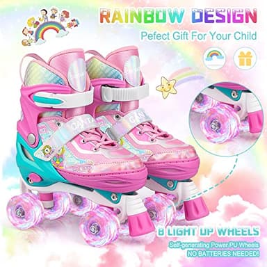 Roller Skates for Kids Girls Boys 4 Size Adjustable Kids Roller Skates with Wheels Light up for Children, Teens, Beginner & Advance, Indoor Outdoor (Medium, A-Pink) - Image 5