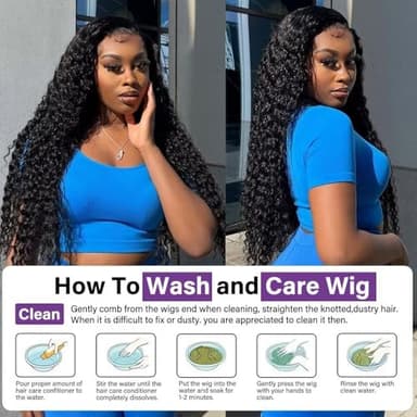 Tagota 32 Inch Deep Wave Lace Front Wigs Human Hair 13x6 HD Lace Front Wigs Human Hair Pre Plucked Brazilian Curly Wig Human Hair 200 Density Glueless Frontal Wigs with Baby Hair For Women - Image 7