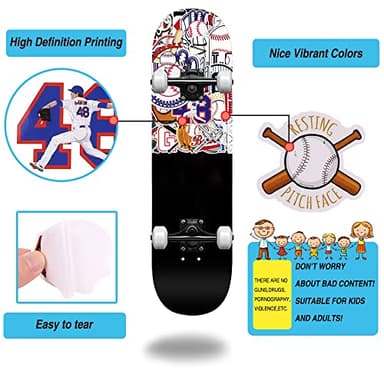 JOICEE 50pcs Baseball Stickers，Waterproof Vinyl Baseball Tattoos for Kids Teens Boys Adults, Sports Decals for Snowboard Laptop Water Bottles Hydro Flasks Phone Guitar Skateboard Computer - Image 5