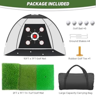 KLAODOT Golf Net with Practice Mat,Golf Hitting Aid Nets 10x7FT for Backyard Driving Chipping Training Swing with Target Mat Balls for Outdoor Indoor，Gifts for Men Dad Him and Golfer - Image 6