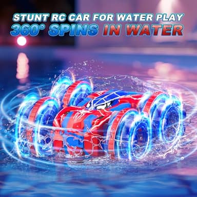 fygurso Waterproof Remote Control Car，4WD Land & Water 2.4 GHz RC Car Remote Control Boat，360°Rotation RC Stunt with LED Lights，Boys Girls Gifts All Terrain Water Beach Pool Toy - Image 5