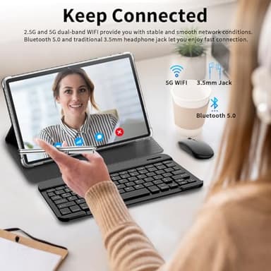 Android 14 Tablet, 10 inch Tablet with Keyboard, 16GB+128GB, 1TB Expand, Octa-Core, 2.4G/5G WiFi, 8000mAh, BT V5.0, GMS Certified, IPS Touch Screen, GPS, with Case, Mouse, Stylus(Black) - Image 6