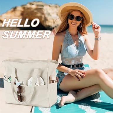 Waterproof Beach Tote Pool Bags for Women Ladies Extra Large Gym Tote Carry On Bag With Wet Compartment for Weekender Travel - Image 8