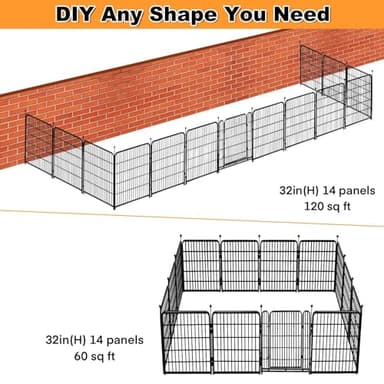 Getlay Tall Garden Fence, 32 in(H) Dog Fence Outdoor for Yard. 12 Panels Total 26.6 Ft(L) Puppy Playpen, Suitable for Indoor or Outdoor Use Play Pens for Puppys, Large Dog Pen, Fences for Garden - Image 4