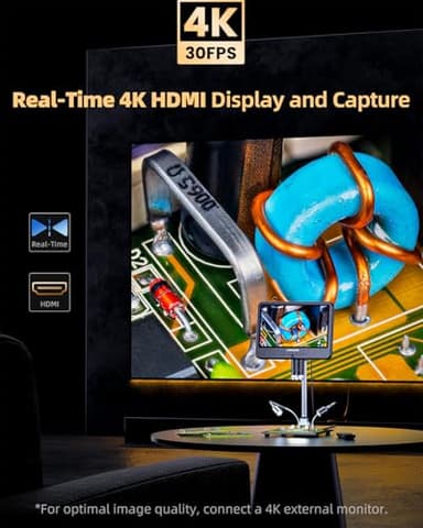 JL208S 10.1" 4K HDMI Digital Microscope, Soldering Microscope for Electronics Repair, UHD 3840P Video Audio Record, 4K LCD Coin Microscopes for Adults, Full Coin View, 12.6'' Stand, 64GB - Image 3