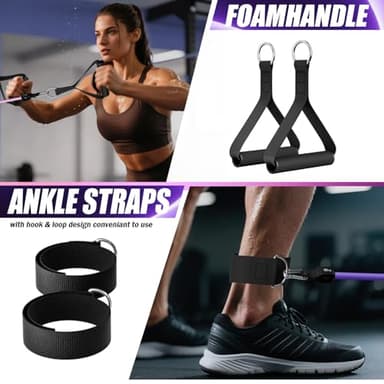 WHATAFIT Resistance Bands, Exercise Bands，Resistance Bands for Working Out, Work Out Bands with Handles for Men and Women Fitness, Strength Training Home Gym Equipment - Image 4