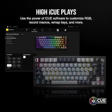 Corsair K65 Plus Wireless 75% RGB Mechanical Gaming Keyboard – Pre-Lubricated MLX Red Linear Switches – PBT Dye-Sub Keycaps – PC, Mac, PS5, PS4, Xbox, iPad – QWERTY NA – Black/Gray - Image 8