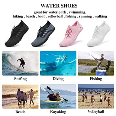 Racqua Pool Shoes Quick Dry Barefoot Water Aqua Sport Beach Swim Surf Diving for Men Women Black 9 Women/8 Men - Image 5