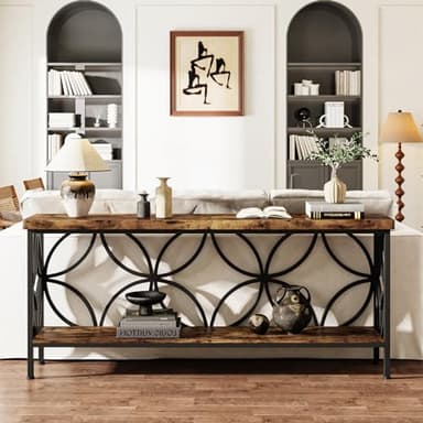 LITTLE TREE Sofa Table, 70.9 Inch Industrial Behind Couch Table with Storage Shelves, Narrow Long Console Table for Entryway, Living Room, Foyer, Hallway, Office - Image 9