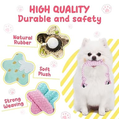 XIUGOAL Pink Puppy Toys for Boredom - 23 Pack Puppy Chew Toys for Teething, Interactive Dog Toys for Puppies, Cute Small Dog Toys with Treat Ball, Squeaky Dog Chew Toys and Ropes - Image 6