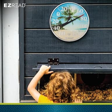 EZREAD Hanging Dial Thermometer 840-1214 Weather Thermometers for Indoor and Outdoor Use, Large 12.5 Inch Diameter, Easy to Read Numbers, Beach - Image 8