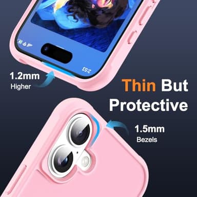 SKYLMW Compatible with iPhone 16 Case with Invisible Magnetic O-Ring Stand Military-Grade Translucent Case for iPhone 16 6.1" [Compatible with Mag-Safe][Great Grip Feeling], Pink - Image 6