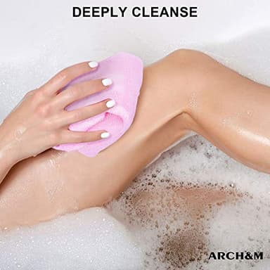 ARCH&M Exfoliating Washcloth Body Scrubber Back Scrubber for Shower Japanese Beauty Washcloth Bath Wash Cloth Korean Exfoliation Luffah Towel Net Sponge Loofah Body Scrub 3 Pack - Image 3