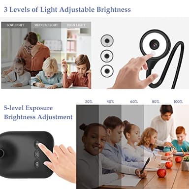 PAKOTOO USB Document Camera for Teachers, Webcam/Doc Camera for Classroom with A3 Format, 3-Level LED Lights, Image Invert, Fold, Dual mic for Mac OS, Windows, Zoom, OBS Work with Distance Learning - Image 4