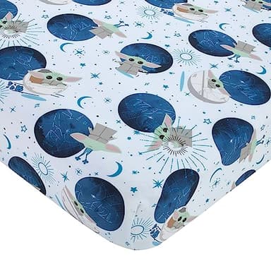NoJo Star Wars The Child Little Bounty Blue, Green and White Grogu The Force is Strong with This Child 4 Piece Toddler Bed Set Comforter, Fitted Bottom Sheet, Flat Top Sheet and Reversible Pillowcase - Image 3
