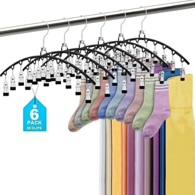POZEAN 6 Pack Legging Organizer Hangers with Clips, Holds 60 Yoga Pants, Metal Sock Hangers, Space-Saving for Closet Organization and Storage - Image 1