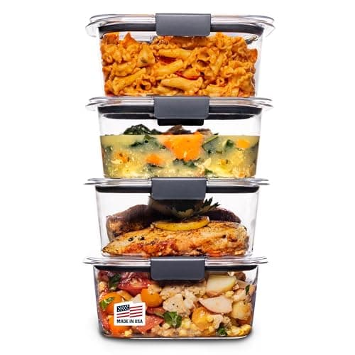 Rubbermaid Brilliance BPA Free Airtight Food Storage Containers with Lids, Set of 4 (4.7 Cup) Ideal for Lunch, Meal Prep, and Leftovers - Image 1