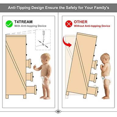 T4TREAM Farmhouse 5 Drawers Dresser Chests for Bedroom, Wood Rustic Tall Chest of Drawers, Dressers Organizer for Bedroom, Living Room, Hallway, Dark Rustic Oak - Image 7