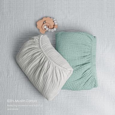 Lulu Moon Muslin Crib Sheets - Fitted Crib Mattress Sheets for Boys and Girl - 28"x 52", 2 Pack - Image 4