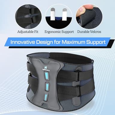 NEENCA Lower Back Brace for Lower Back Pain Relief, Medical Grade Lumbar Support Belt for Women Men, Herniated Disc,Lumbar Strain,Sciatica, Scoliosis (Black, Medium) - Image 5