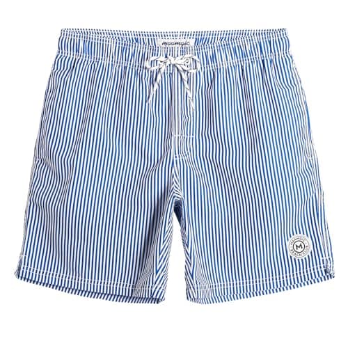 maamgic Mens Swim Trunks Quick Dry Swim Shorts with Mesh Lining Funny Swimwear Bathing Suits 7inch Blue Striped Medium - Image 1