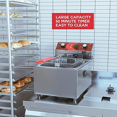 EGGKITPO Electric Deep fryer Single Tank Deep Fryer with Basket Capacity 10L(10.5QT) Electric Countertop Fryers with 60 Minute Timer for Home Kitchen and Restaurant, 1800 Watts, 120V - Image 6