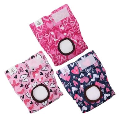 CuteBone Dog Diapers Female Washable Small Medium Large 3 Pack Reusable Doggie Diapers Puppy Period Pants for Doggy Heat Cycle Peeing D70S - Image 1