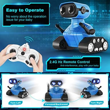 Hamourd Robot Toys for Boys Girls, Rechargeable Remote Control Emo Robots with Auto-Demonstration, Flexible Head & Arms, Dance Moves, Music, Shining LED Eyes for 5+ Years Old Kids - Image 4