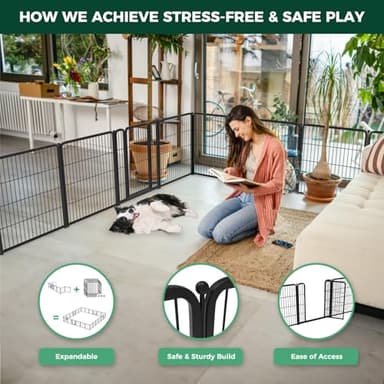 FXW Homeplus Unleashed Indoor Dog Playpen - Stress-Free and Safe Play, Heavy Duty 32 Inch 6 Panels Dog Pen for Small and Medium Dogs, Black│Patented - Image 4