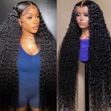 Segsavor 32 Inch 13x6 Deep Wave Lace Front Wigs Human Hair 200% Density HD Lace Front Wigs Human Hair Pre Plucked Natural Color Glueless Wig 100% Virgin Lace Front Wigs for Women - Image 1