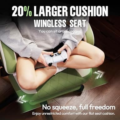 Dowinx Gaming Chair Fabric with Pocket Spring Cushion, High Back Ergonomic Computer Chair with Footrest for Adults, Massage Lumbar Support Swivel Game Chair for Office Gaming 300LBS, Green - Image 7