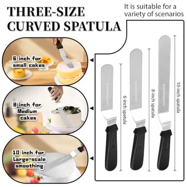 3PCS Angled Icing Spatula Set, 6"+8"+10"Offset Spatulas for cake decorating,Stainless Steel Offset Spatula Cake Decorating Spatula Set for Icing,Frosting Smooth Cake - Image 3
