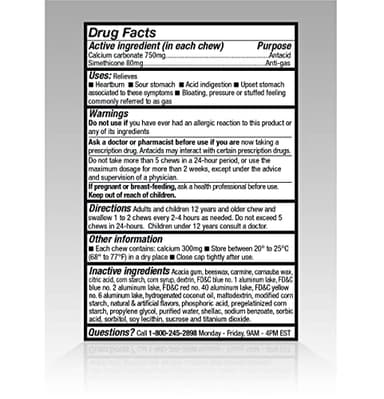 Amazon Basic Care Heartburn & Gas SuperChews Chewable Tablets, Mixed Berry, 82 Count (Previously SoundHealth) - Image 4