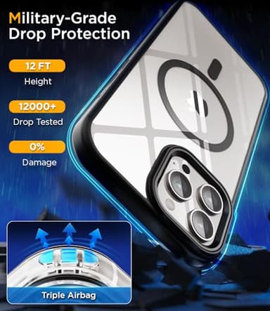 SUCGLES for iPhone 13 Pro Case with MagSafe [Ultra Strong Magnetic] [12FT Military Drop Protection] [Shockproof Bumper] Slim Thin Mag Safe Phone Cover 6.1" for Apple 13pro (Black) - Image 5