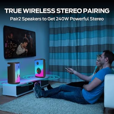 Monster Sparkle Bluetooth Speaker Loud, 120W Peak Portable Speaker with Powerful Sound and Heavy Bass, Full-Screen Colorful Lights, 24H Playtime, AUX, USB Playback, Waterproof - Image 5